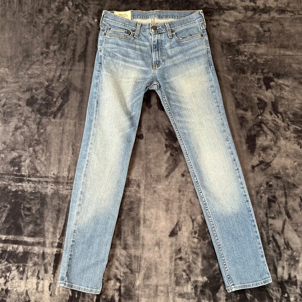 Hollister‎ Skinny Jeans Mens 30x32 Blue Light Wash Denim Low Rise Casual 1694